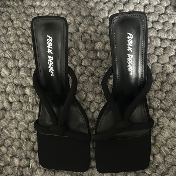 Public Desire‎ Plush Strap Square Toed Heels - Picture 1 of 6